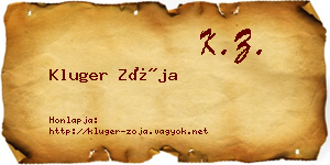Kluger Zója névjegykártya